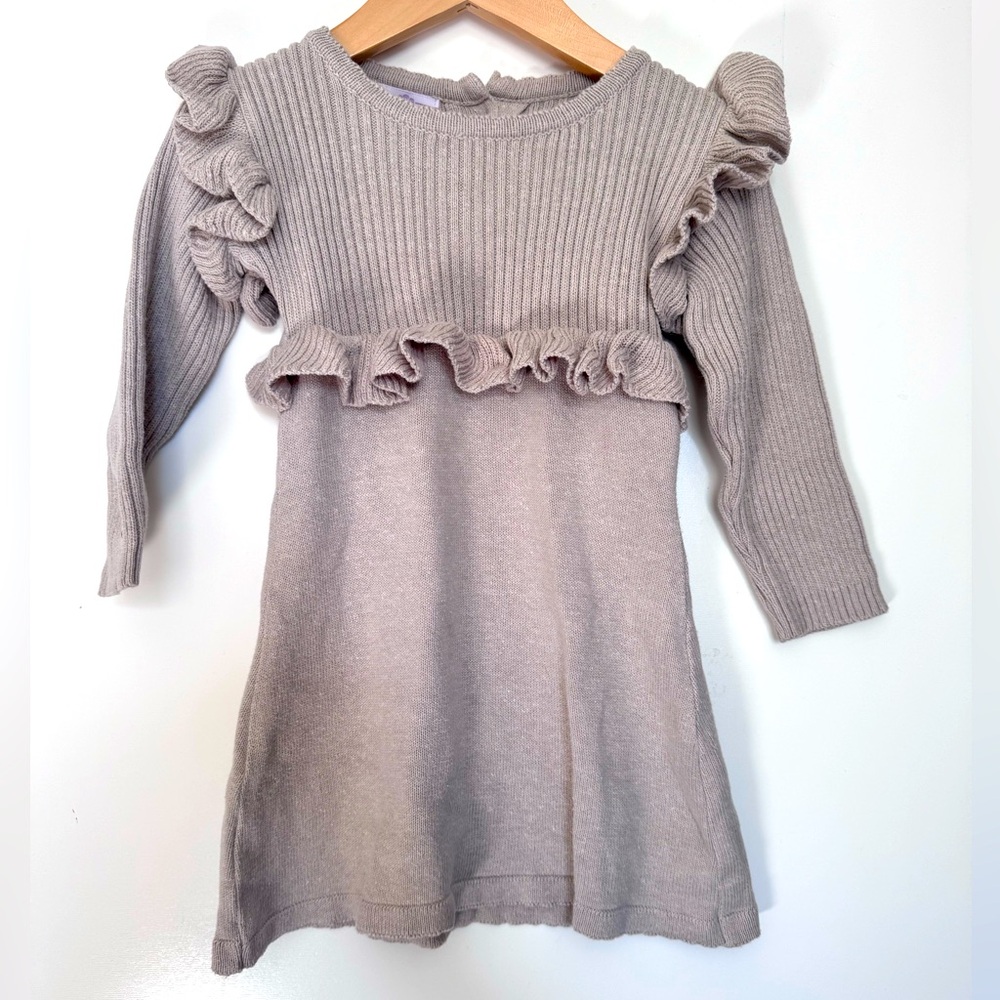 Bon Knit Dress Sweater Long Sleeve 3T 100%‎ Cotton Ruffles Bon'Knit Spain